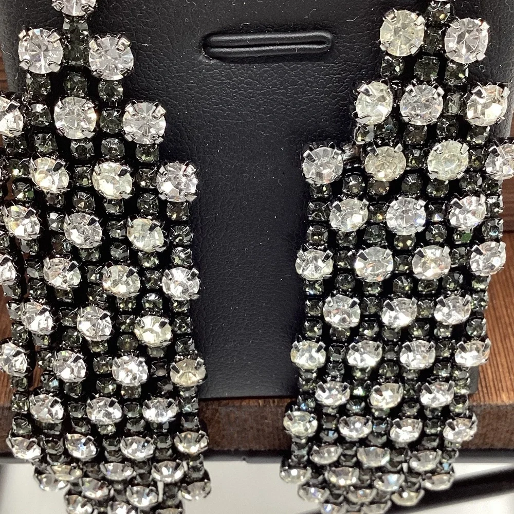 2113. Diamond Chandelier Earrings 3.5” EUC